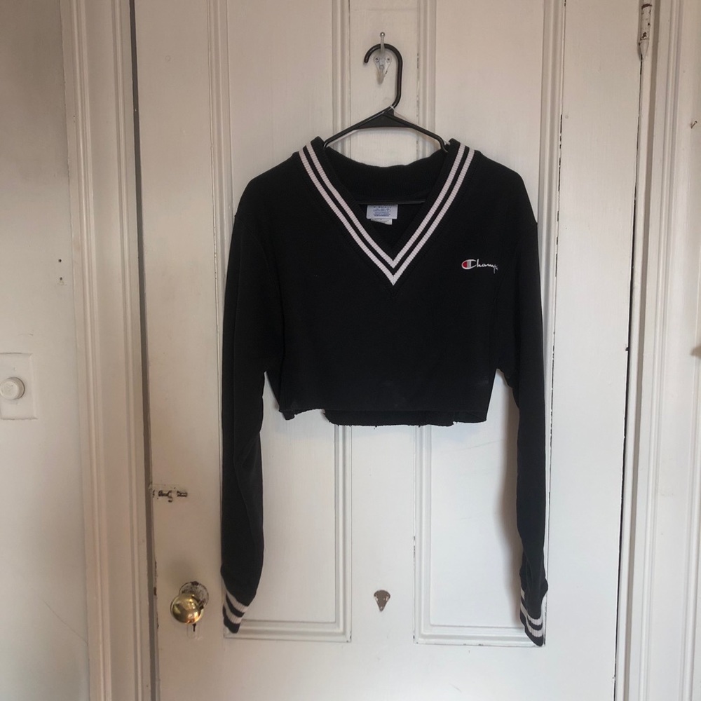 champion varsity crop sweater